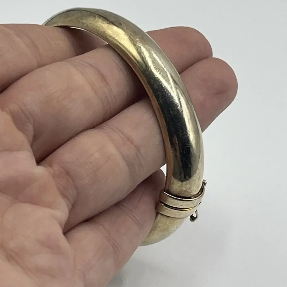 Sterling Silver 925 Gold Vermeil Veronese Italy Hinged Clamper Bracelet Vintage